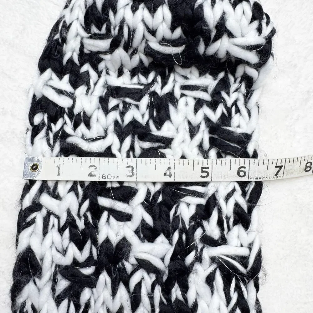 WHITE HOUSE BLACK MARKET Chunky Sparkle Knit Scarf with Ribbon Fringe NEW - Picture 5 of 7